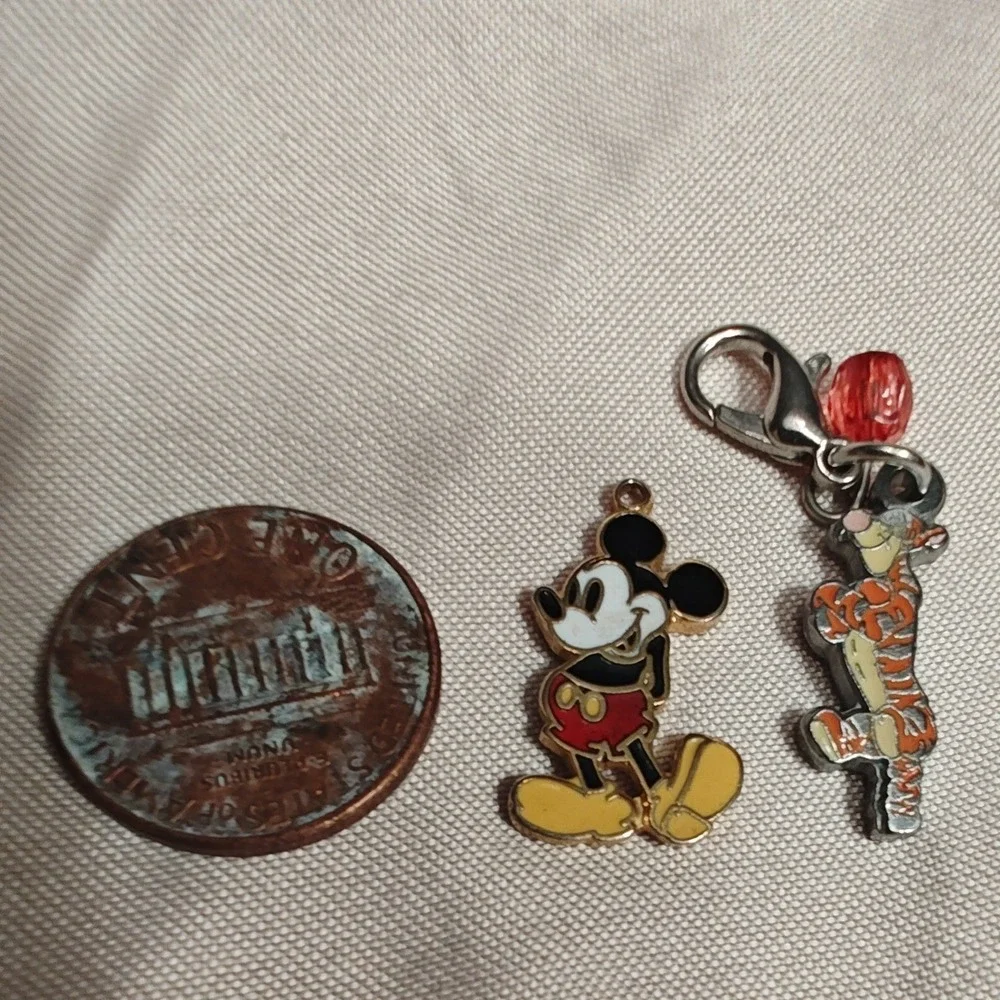 2 Disney Charms Set Multicolor Mickey Mouse Tigger Enamel Pendants